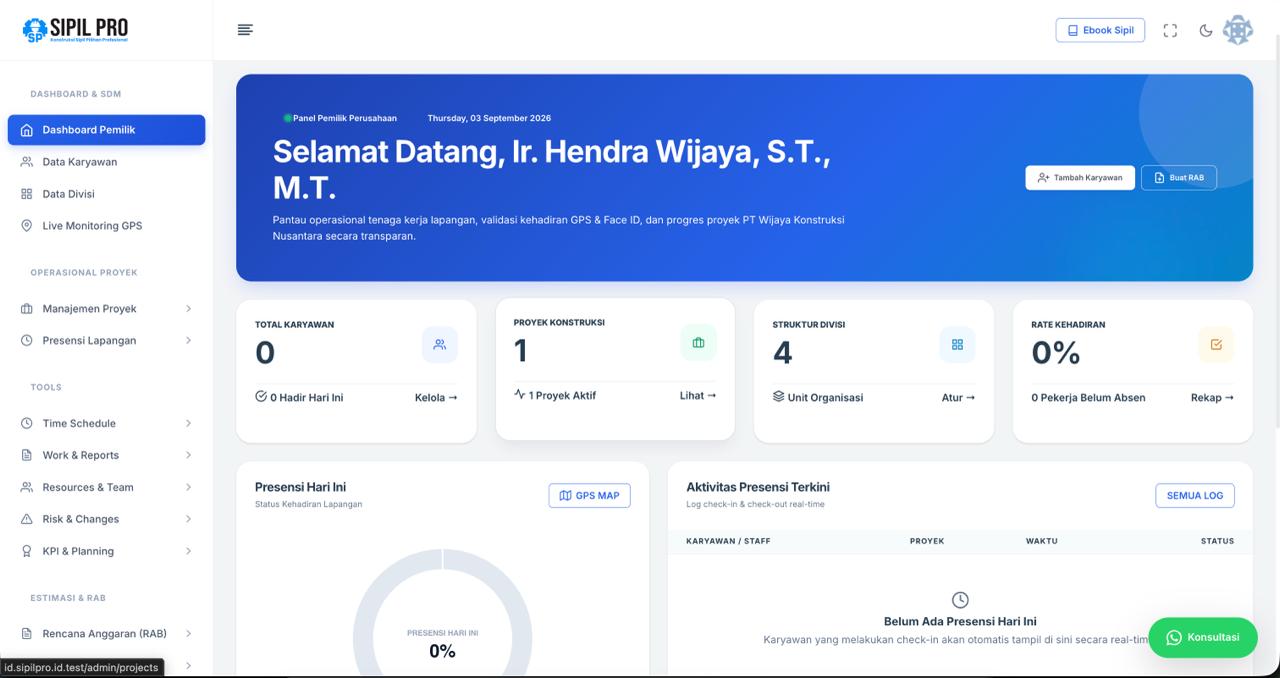 Dashboard Manajemen Proyek SipilPro