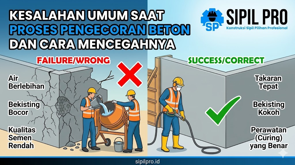 Kesalahan Umum Saat Proses Pengecoran Beton dan Cara Mencegahnya